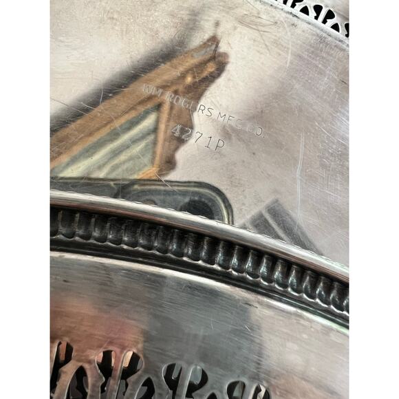 Two Vintage William Rogers Silverplate Tray Pattern 4271P 12 inch Serving Tray - Picture 6 of 6